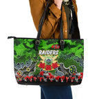 Raiders ANZAC Day Leather Tote Bag Australian Army - Lest We Forget