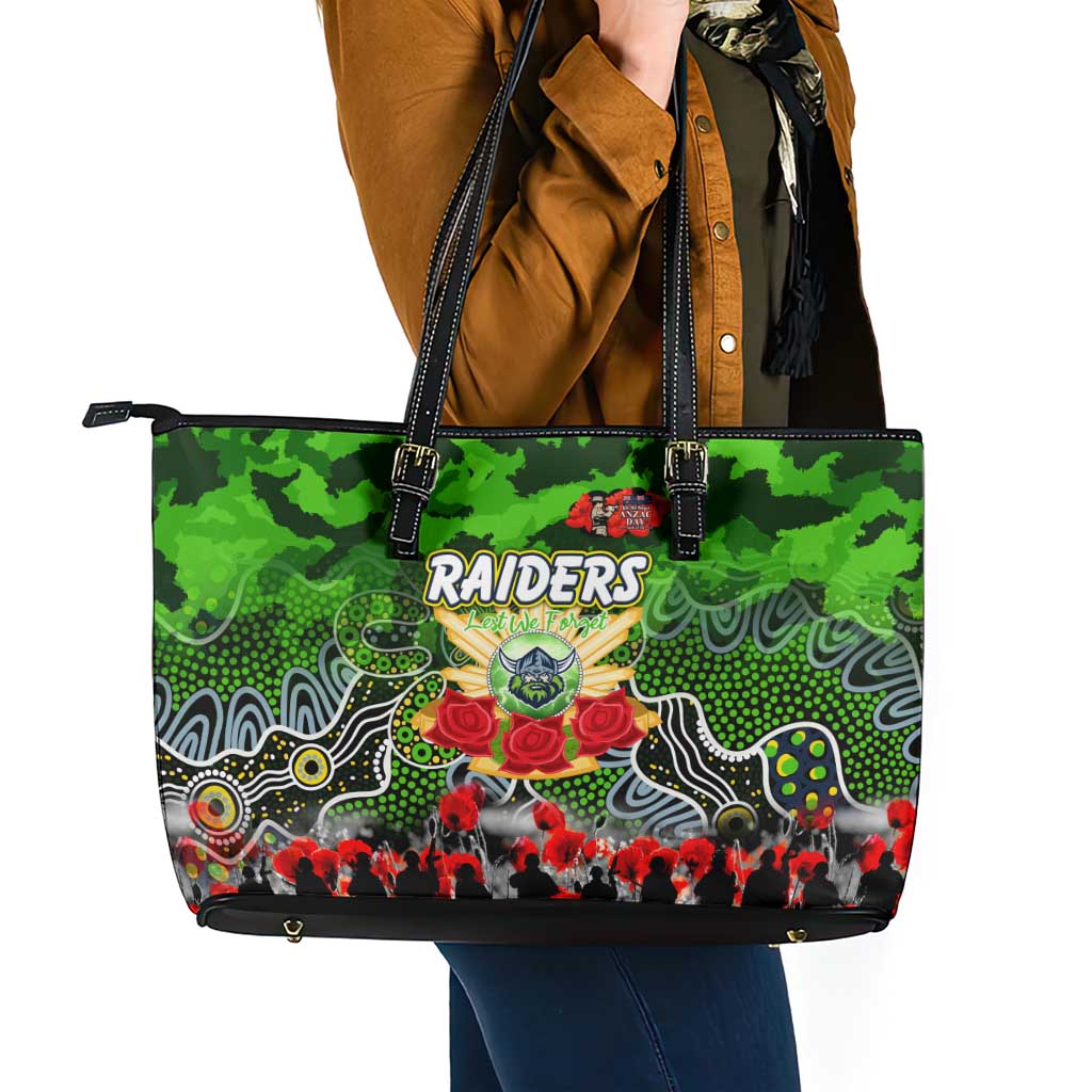Raiders ANZAC Day Leather Tote Bag Australian Army - Lest We Forget