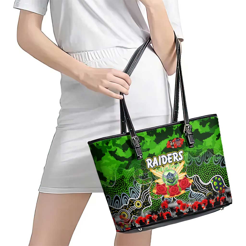 Raiders ANZAC Day Leather Tote Bag Australian Army - Lest We Forget