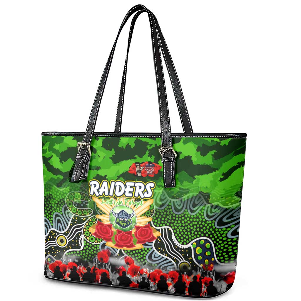 Raiders ANZAC Day Leather Tote Bag Australian Army - Lest We Forget