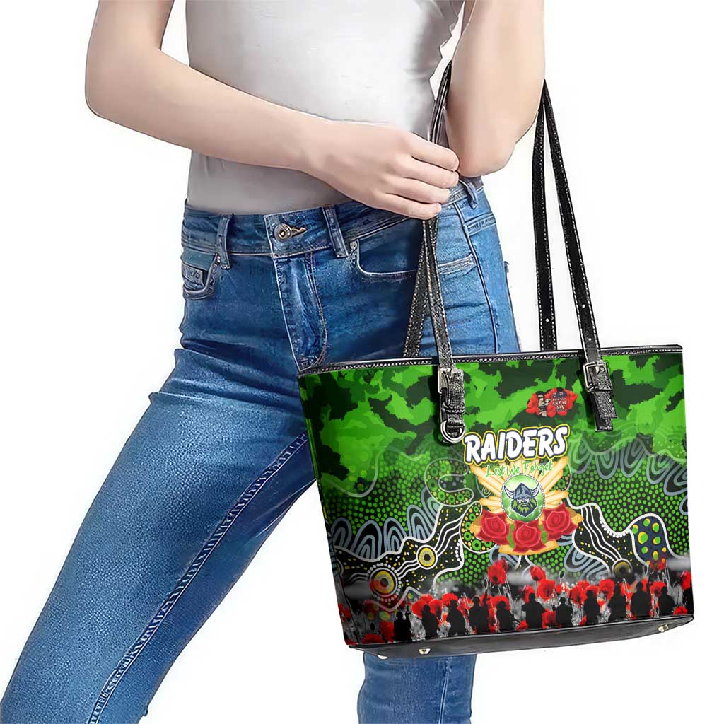 Raiders ANZAC Day Leather Tote Bag Australian Army - Lest We Forget
