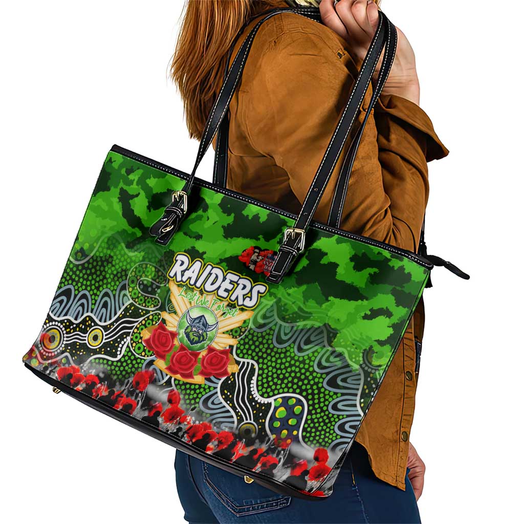 Raiders ANZAC Day Leather Tote Bag Australian Army - Lest We Forget