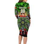 Personalized Raiders ANZAC Day Long Sleeve Bodycon Dress Australian Army - Lest We Forget
