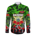 Personalized Raiders ANZAC Day Long Sleeve Button Shirt Australian Army - Lest We Forget
