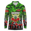 Personalized Raiders ANZAC Day Long Sleeve Polo Shirt Australian Army - Lest We Forget