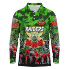Personalized Raiders ANZAC Day Long Sleeve Polo Shirt Australian Army - Lest We Forget
