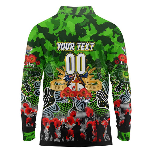 Personalized Raiders ANZAC Day Long Sleeve Polo Shirt Australian Army - Lest We Forget