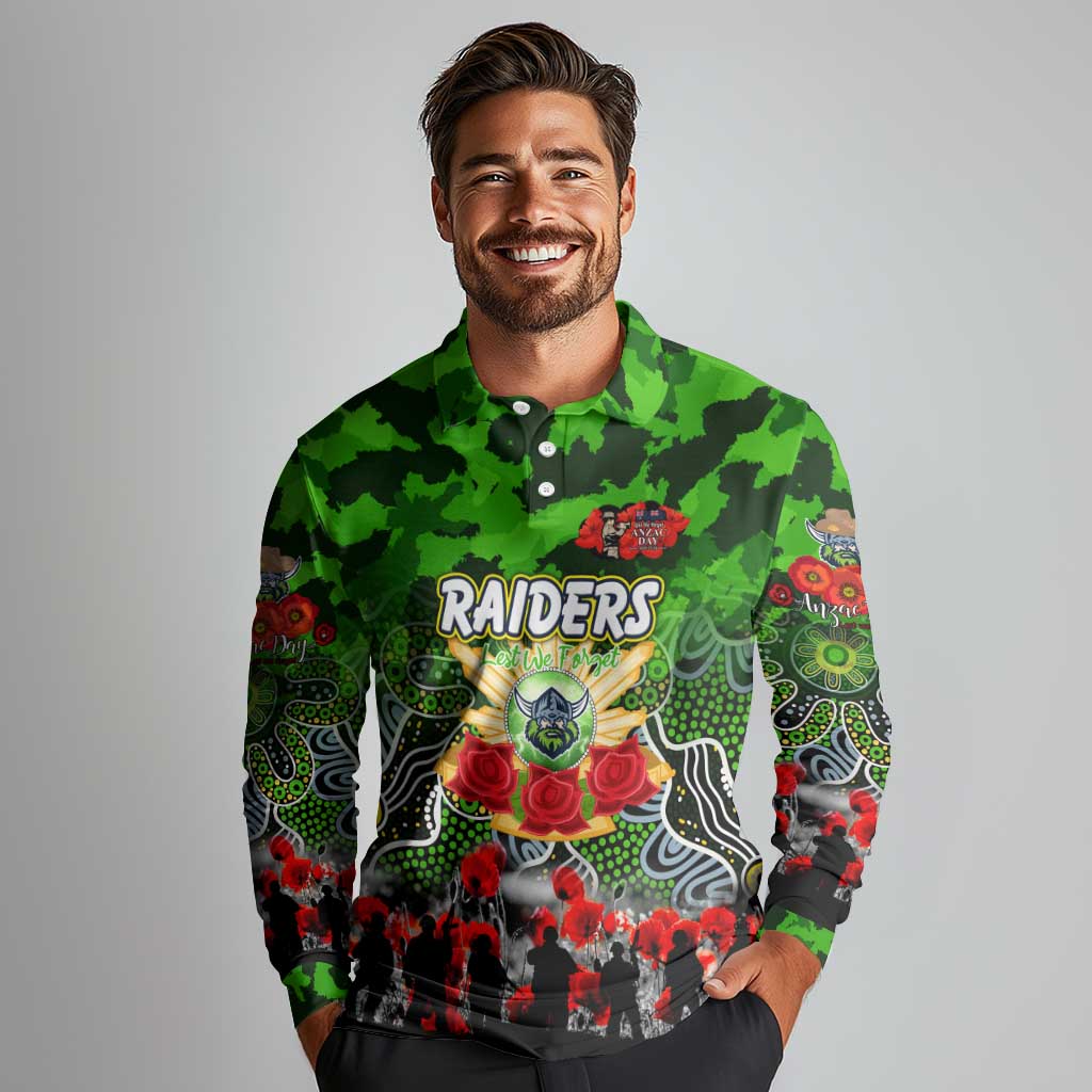 Personalized Raiders ANZAC Day Long Sleeve Polo Shirt Australian Army - Lest We Forget