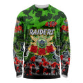 Personalized Raiders ANZAC Day Long Sleeve Shirt Australian Army - Lest We Forget