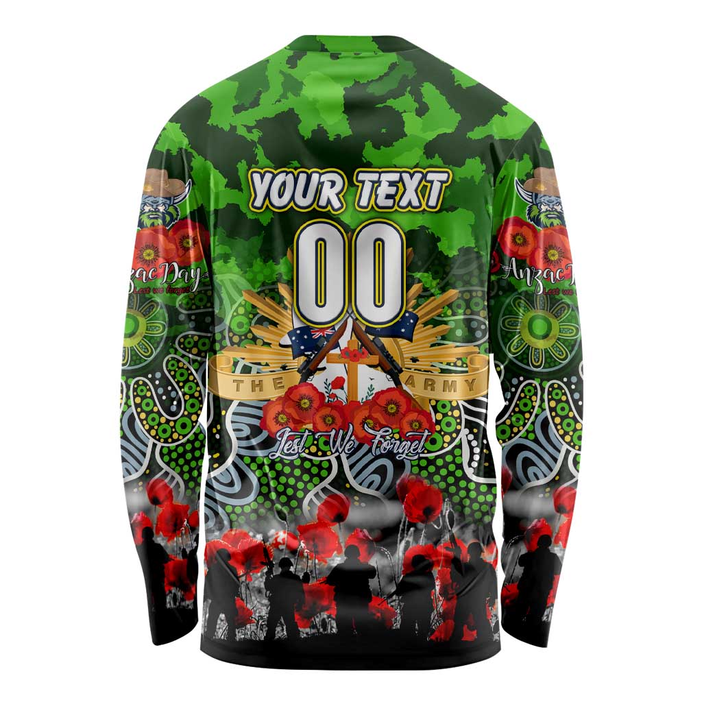 Personalized Raiders ANZAC Day Long Sleeve Shirt Australian Army - Lest We Forget
