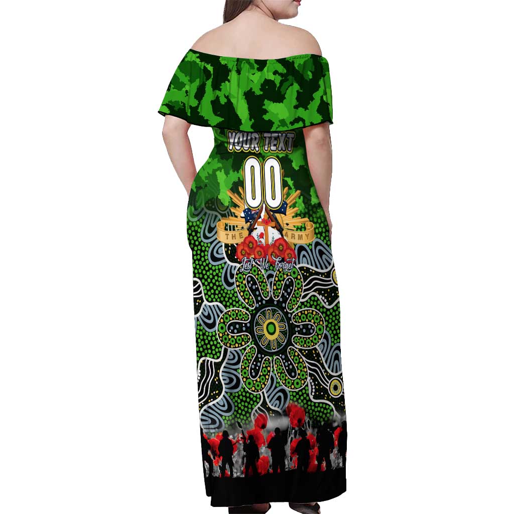 Personalized Raiders ANZAC Day Off Shoulder Maxi Dress Australian Army - Lest We Forget
