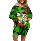 Personalized Raiders ANZAC Day Off Shoulder Short Dress Australian Army - Lest We Forget