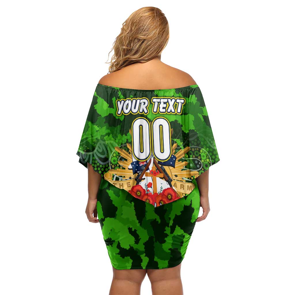 Personalized Raiders ANZAC Day Off Shoulder Short Dress Australian Army - Lest We Forget
