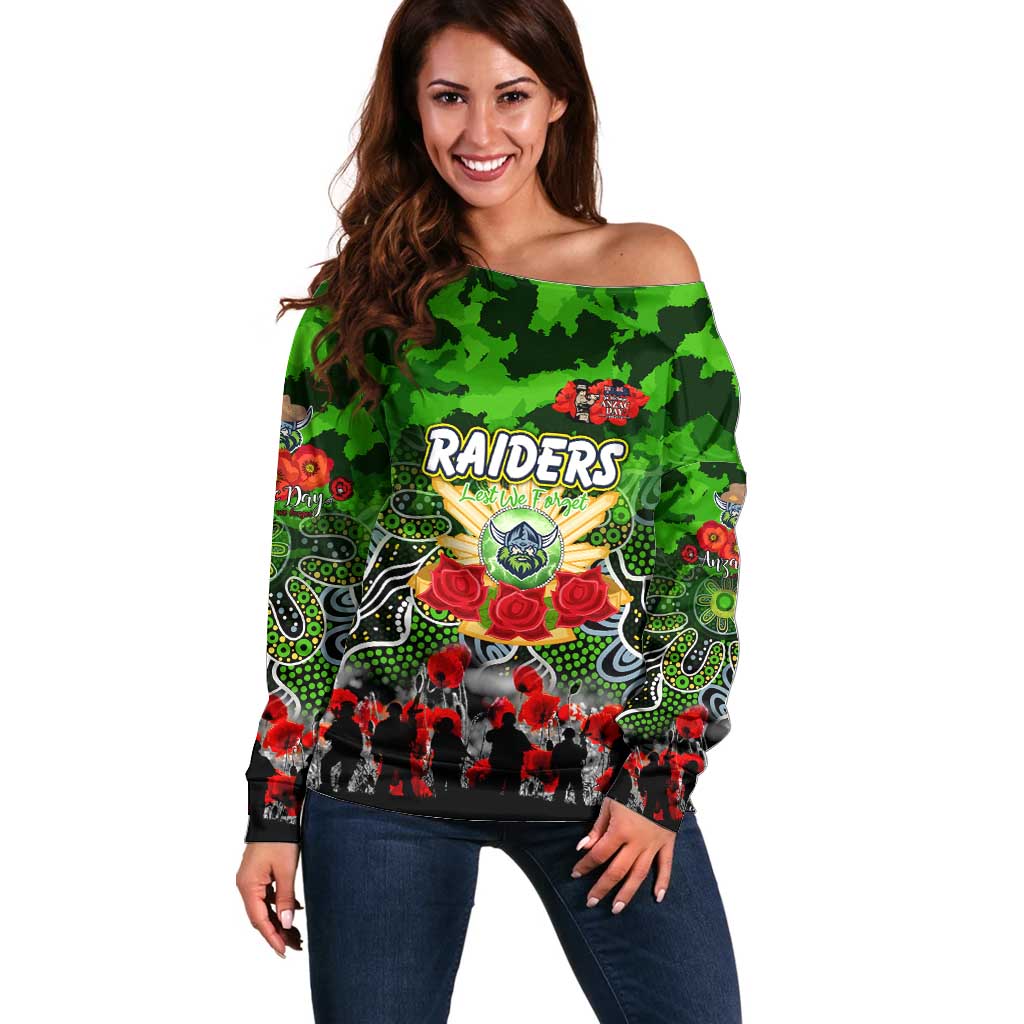 Personalized Raiders ANZAC Day Off Shoulder Sweater Australian Army - Lest We Forget