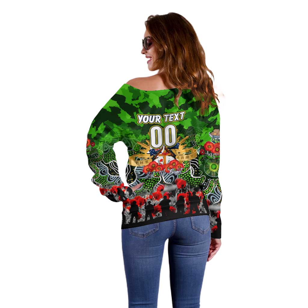Personalized Raiders ANZAC Day Off Shoulder Sweater Australian Army - Lest We Forget