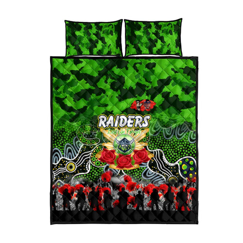 Raiders ANZAC Day Quilt Bed Set Australian Army - Lest We Forget