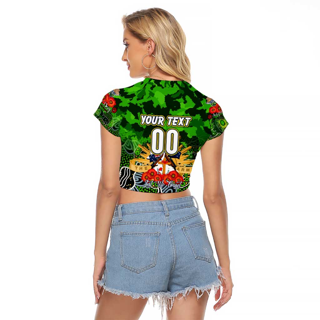 Personalized Raiders ANZAC Day Raglan Cropped T Shirt Australian Army - Lest We Forget