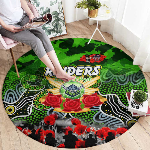 Raiders ANZAC Day Round Carpet Australian Army - Lest We Forget