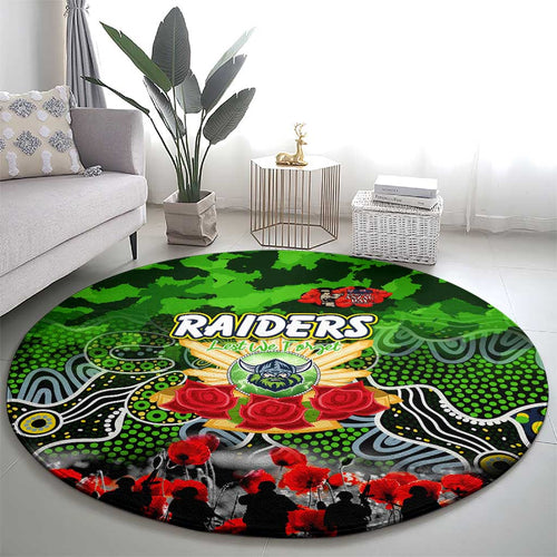 Raiders ANZAC Day Round Carpet Australian Army - Lest We Forget