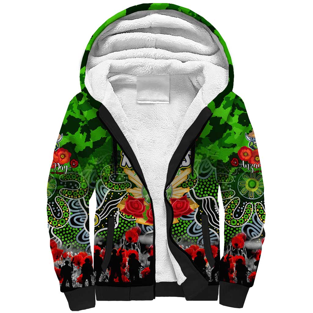 Personalized Raiders ANZAC Day Sherpa Hoodie Australian Army - Lest We Forget