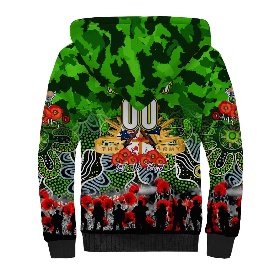 Personalized Raiders ANZAC Day Sherpa Hoodie Australian Army - Lest We Forget
