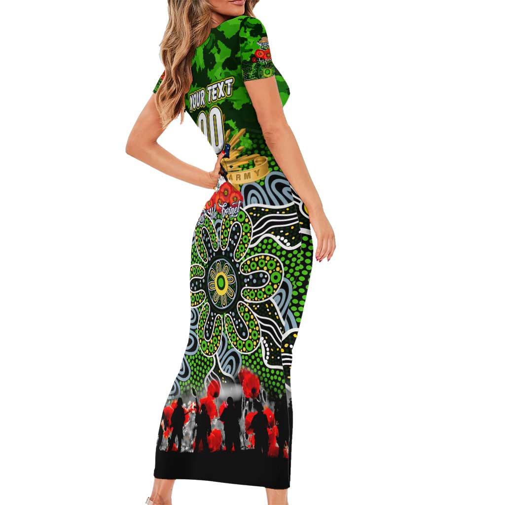 Personalized Raiders ANZAC Day Short Sleeve Bodycon Dress Australian Army - Lest We Forget