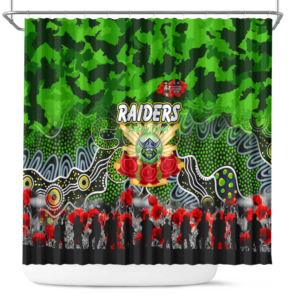 Raiders ANZAC Day Shower Curtain Australian Army - Lest We Forget