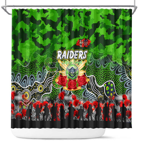 Raiders ANZAC Day Shower Curtain Australian Army - Lest We Forget