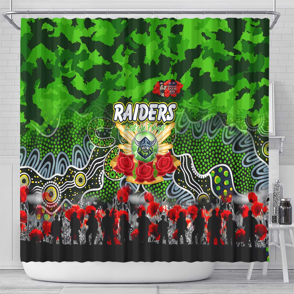 Raiders ANZAC Day Shower Curtain Australian Army - Lest We Forget