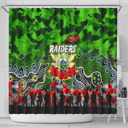 Raiders ANZAC Day Shower Curtain Australian Army - Lest We Forget