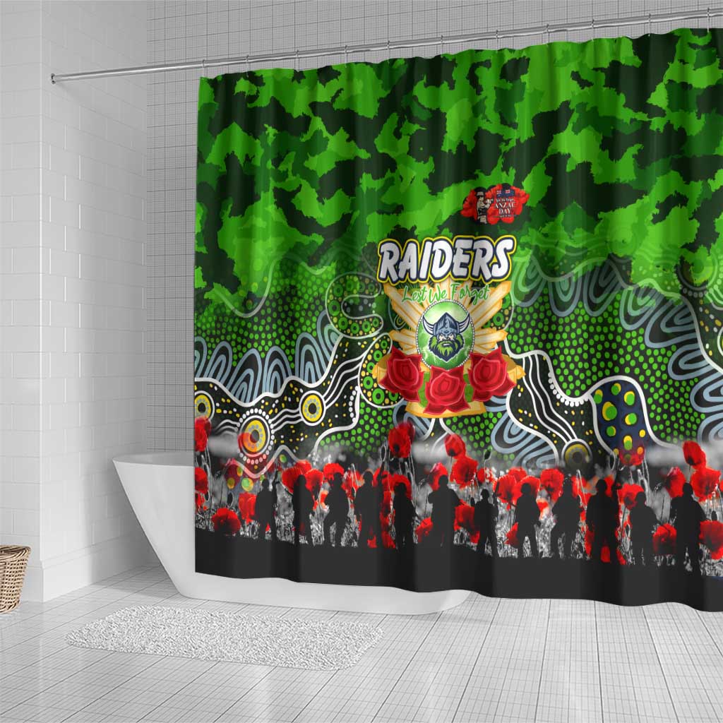 Raiders ANZAC Day Shower Curtain Australian Army - Lest We Forget