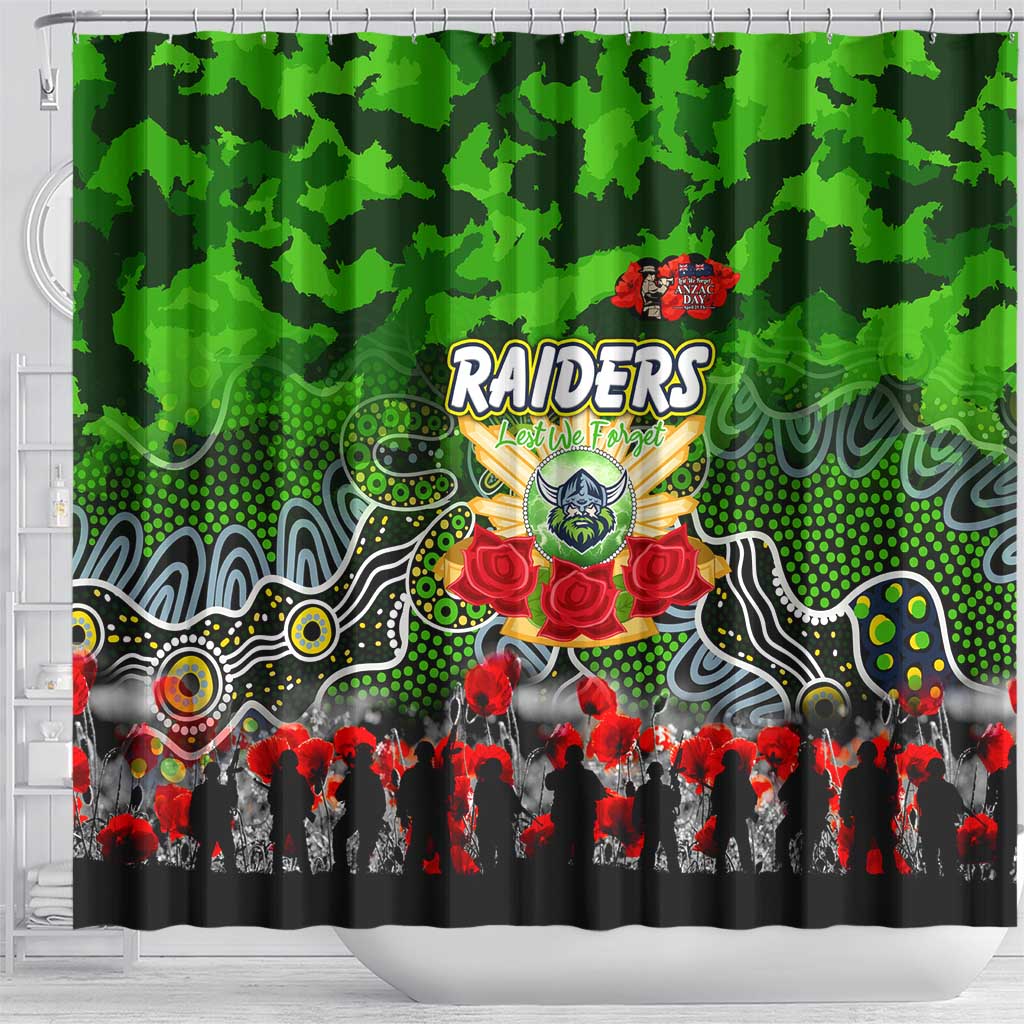 Raiders ANZAC Day Shower Curtain Australian Army - Lest We Forget