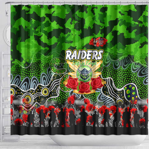 Raiders ANZAC Day Shower Curtain Australian Army - Lest We Forget