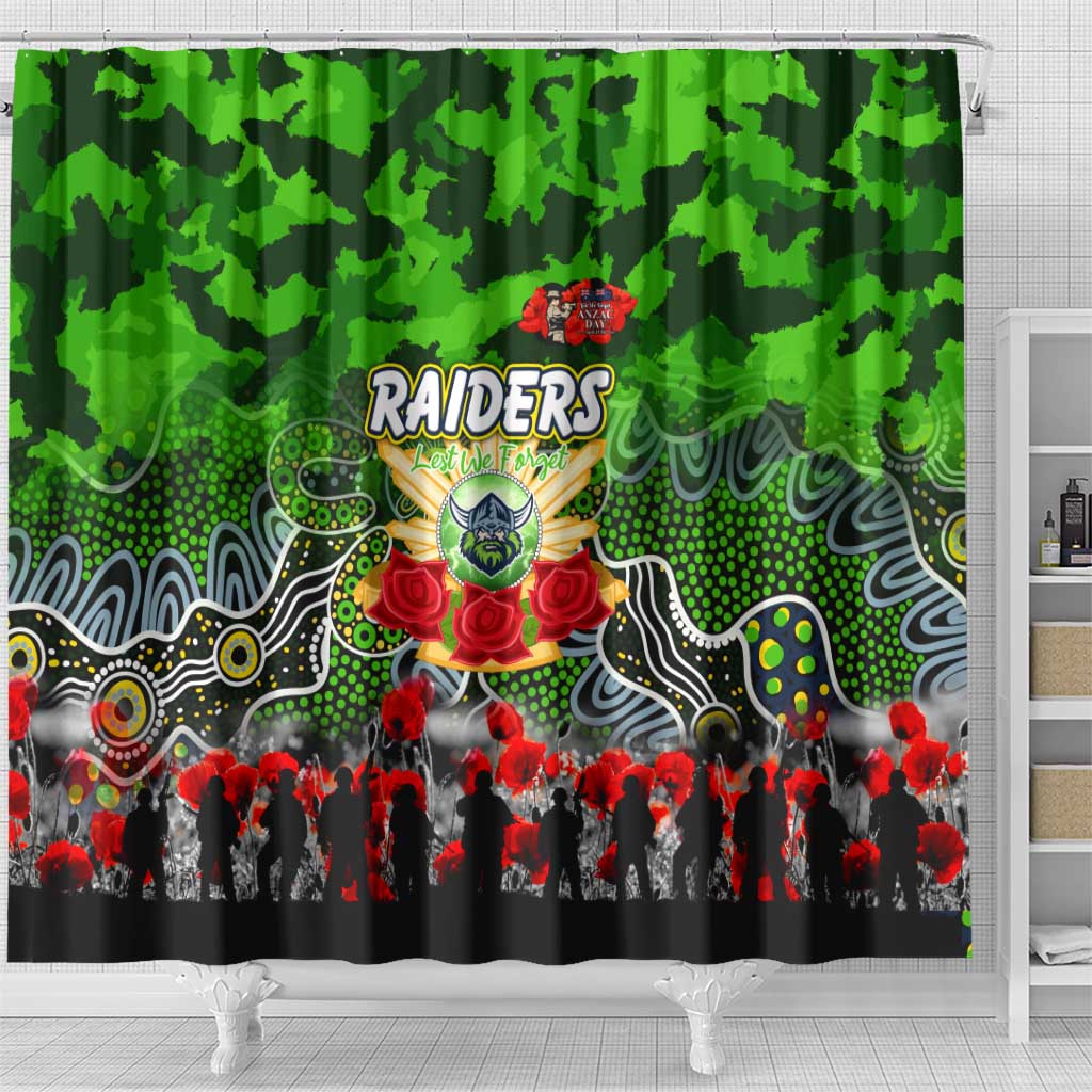 Raiders ANZAC Day Shower Curtain Australian Army - Lest We Forget
