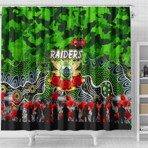 Raiders ANZAC Day Shower Curtain Australian Army - Lest We Forget