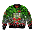 Personalized Raiders ANZAC Day Sleeve Zip Bomber Jacket Australian Army - Lest We Forget