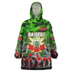 Personalized Raiders ANZAC Day Wearable Blanket Hoodie Australian Army - Lest We Forget