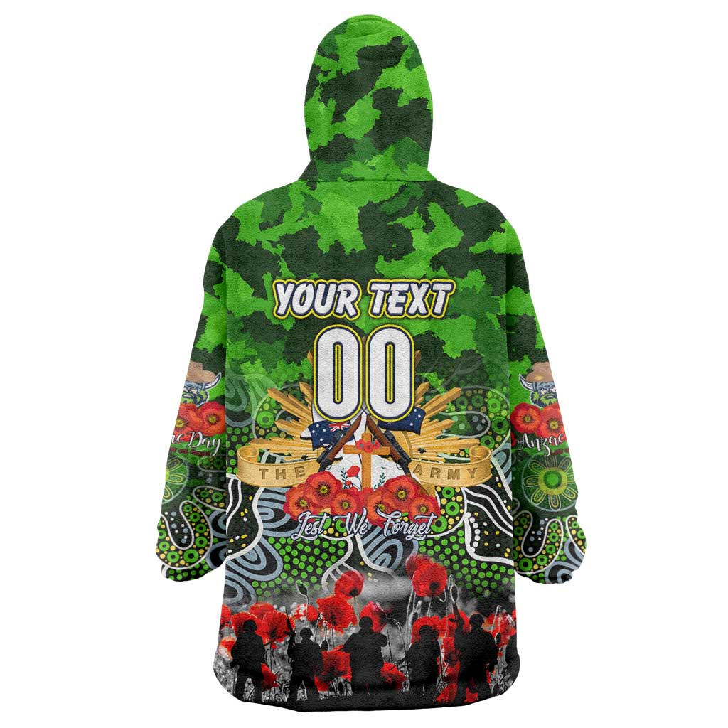Personalized Raiders ANZAC Day Wearable Blanket Hoodie Australian Army - Lest We Forget