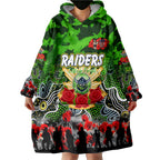 Personalized Raiders ANZAC Day Wearable Blanket Hoodie Australian Army - Lest We Forget