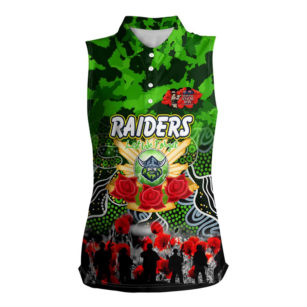 Personalized Raiders ANZAC Day Women Sleeveless Polo Shirt Australian Army - Lest We Forget