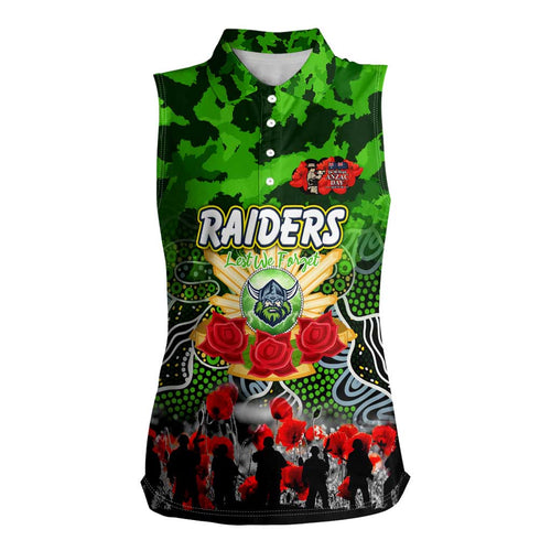 Personalized Raiders ANZAC Day Women Sleeveless Polo Shirt Australian Army - Lest We Forget