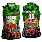 Personalized Raiders ANZAC Day Women Sleeveless Polo Shirt Australian Army - Lest We Forget
