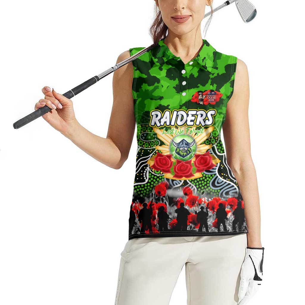 Personalized Raiders ANZAC Day Women Sleeveless Polo Shirt Australian Army - Lest We Forget