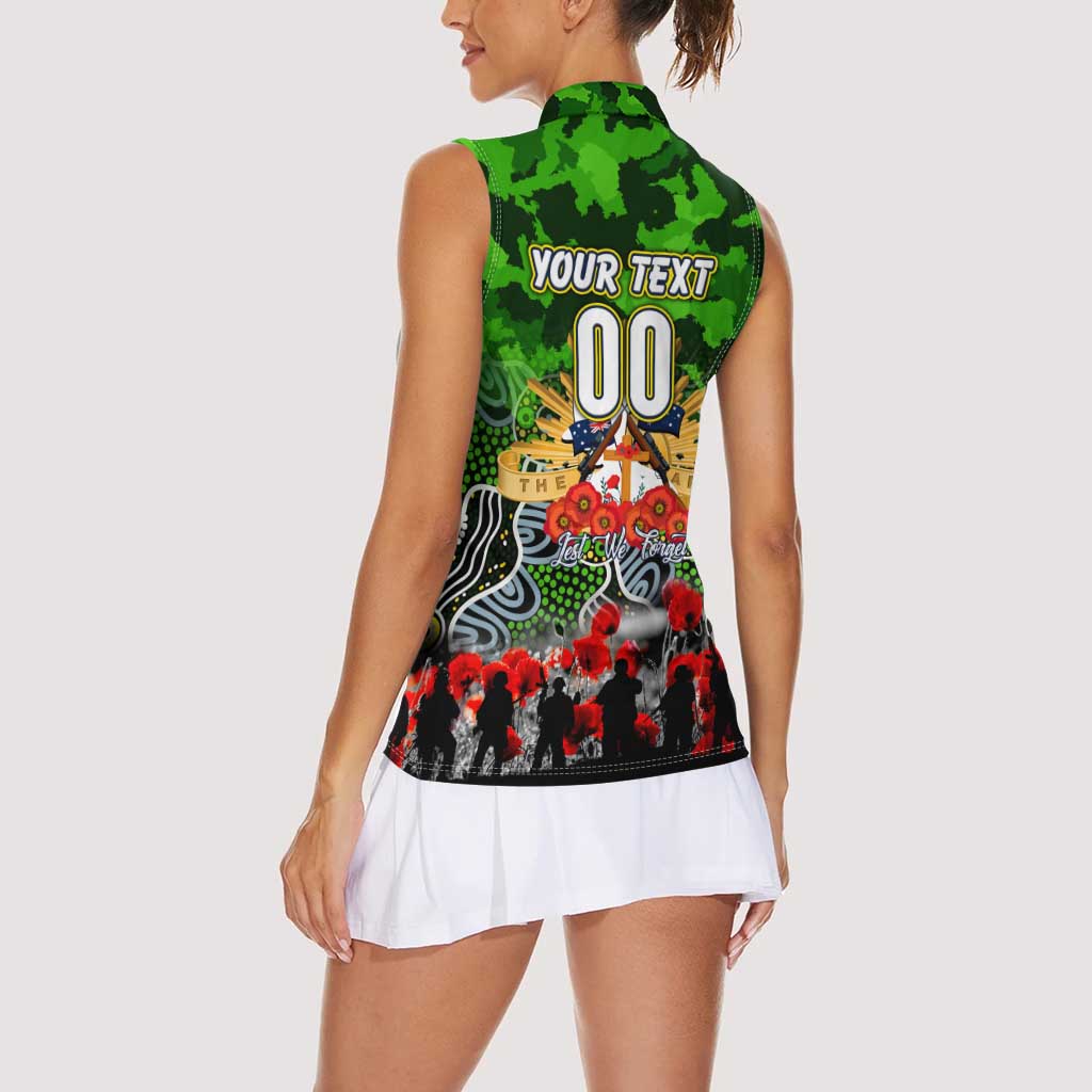Personalized Raiders ANZAC Day Women Sleeveless Polo Shirt Australian Army - Lest We Forget