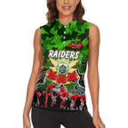 Personalized Raiders ANZAC Day Women Sleeveless Polo Shirt Australian Army - Lest We Forget