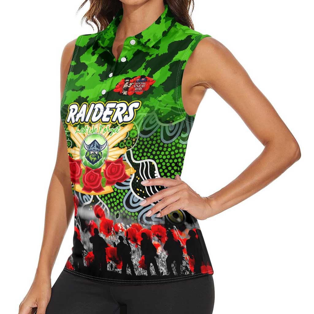 Personalized Raiders ANZAC Day Women Sleeveless Polo Shirt Australian Army - Lest We Forget
