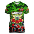 Personalized Raiders ANZAC Day Women V-Neck T-Shirt Australian Army - Lest We Forget