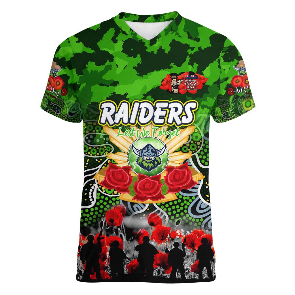 Personalized Raiders ANZAC Day Women V-Neck T-Shirt Australian Army - Lest We Forget