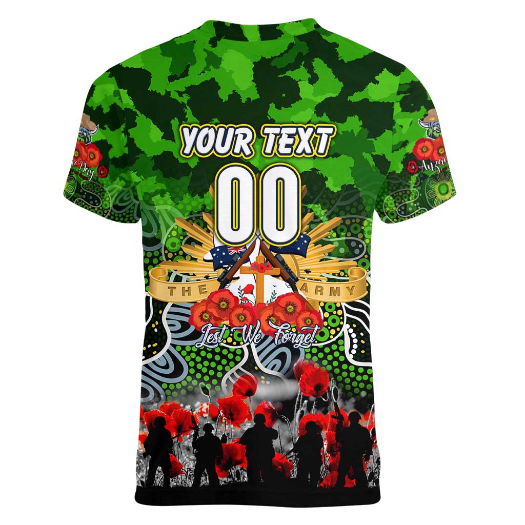 Personalized Raiders ANZAC Day Women V-Neck T-Shirt Australian Army - Lest We Forget