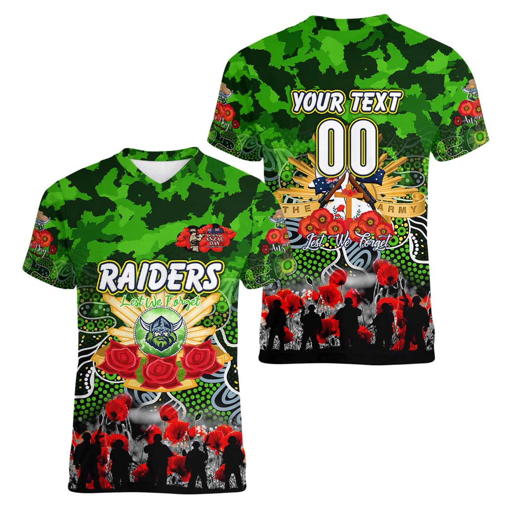 Personalized Raiders ANZAC Day Women V-Neck T-Shirt Australian Army - Lest We Forget